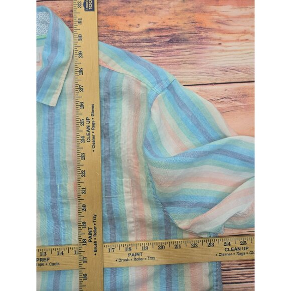 Tommy Bahama Mens Linen Striped Long Sleeve Shirt Large - Picture 7 of 7